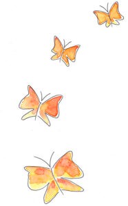 Papillons oranges dessinés main par Anna Emme