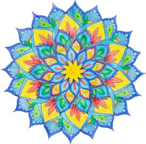 Mandala centré - crayon de couleur