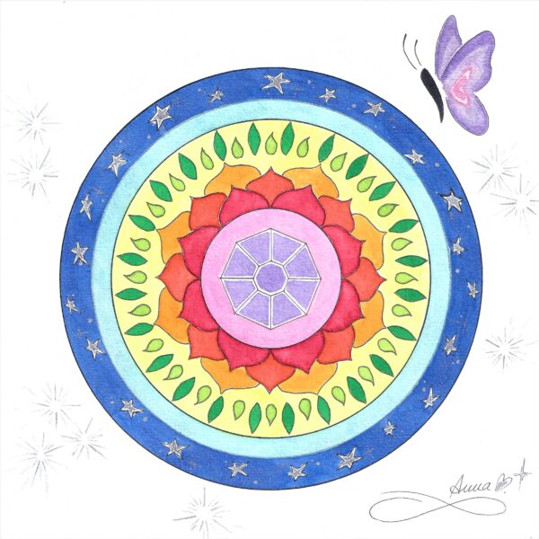 Mandal'Ame multicolore, fleur de lotus et joyau améthyste Anna Emme