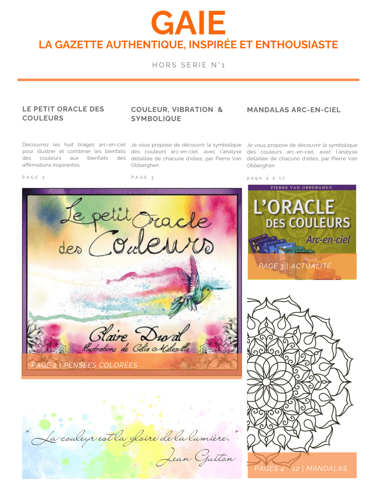 Sommaire HS1 de la gazette GAIE
